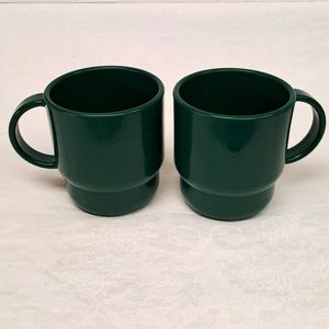 Vintage set of 2 green TUPPERWARE stackable mugs